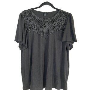 Torrid Top Women 2X Black Neutral Crochet Pullover Ribbed Minimalist Feminine